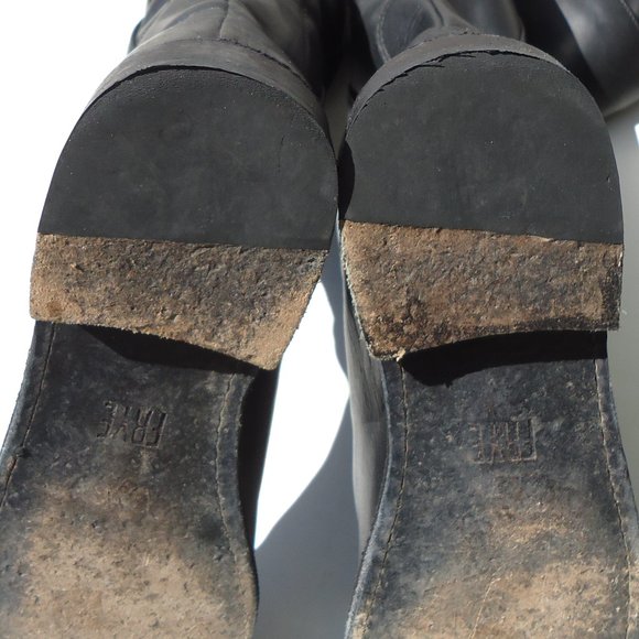 SIZE 7 B. FRYE Paige tall riding black leather boots. - Picture 12 of 16
